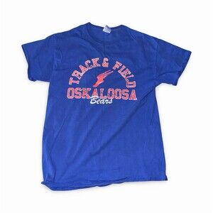 Oskaloosa Bears Vintage Track & Field T-Shirt Blue Unisex Large (Heavy Wear)